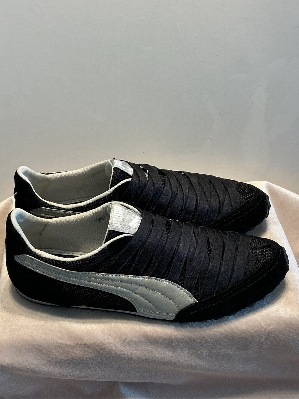 Puma Imani Mesh Sneakers Black & Silver Sz 10 NWOT